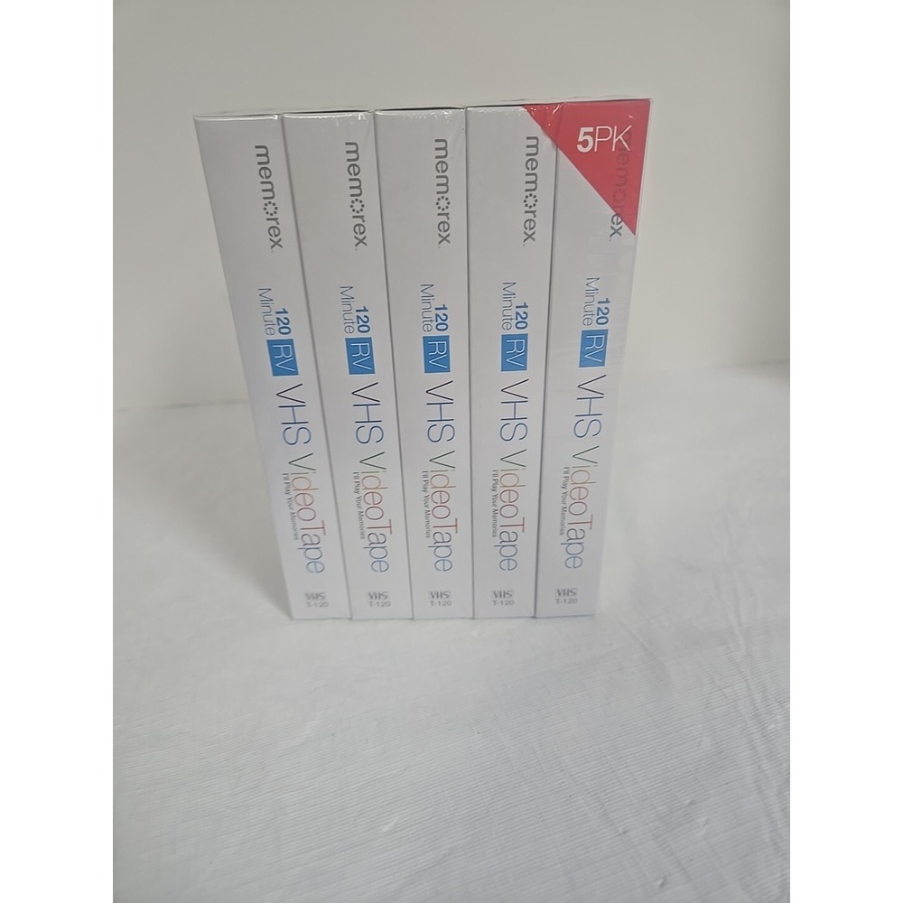 Memorex VHS Video Tapes Blank T-120 120 Min.‎ RV VCR -New Sealed - 5 PK Lot